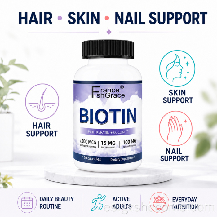La biotina Shecome de alta resistencia cápsulas cabello piel uñas